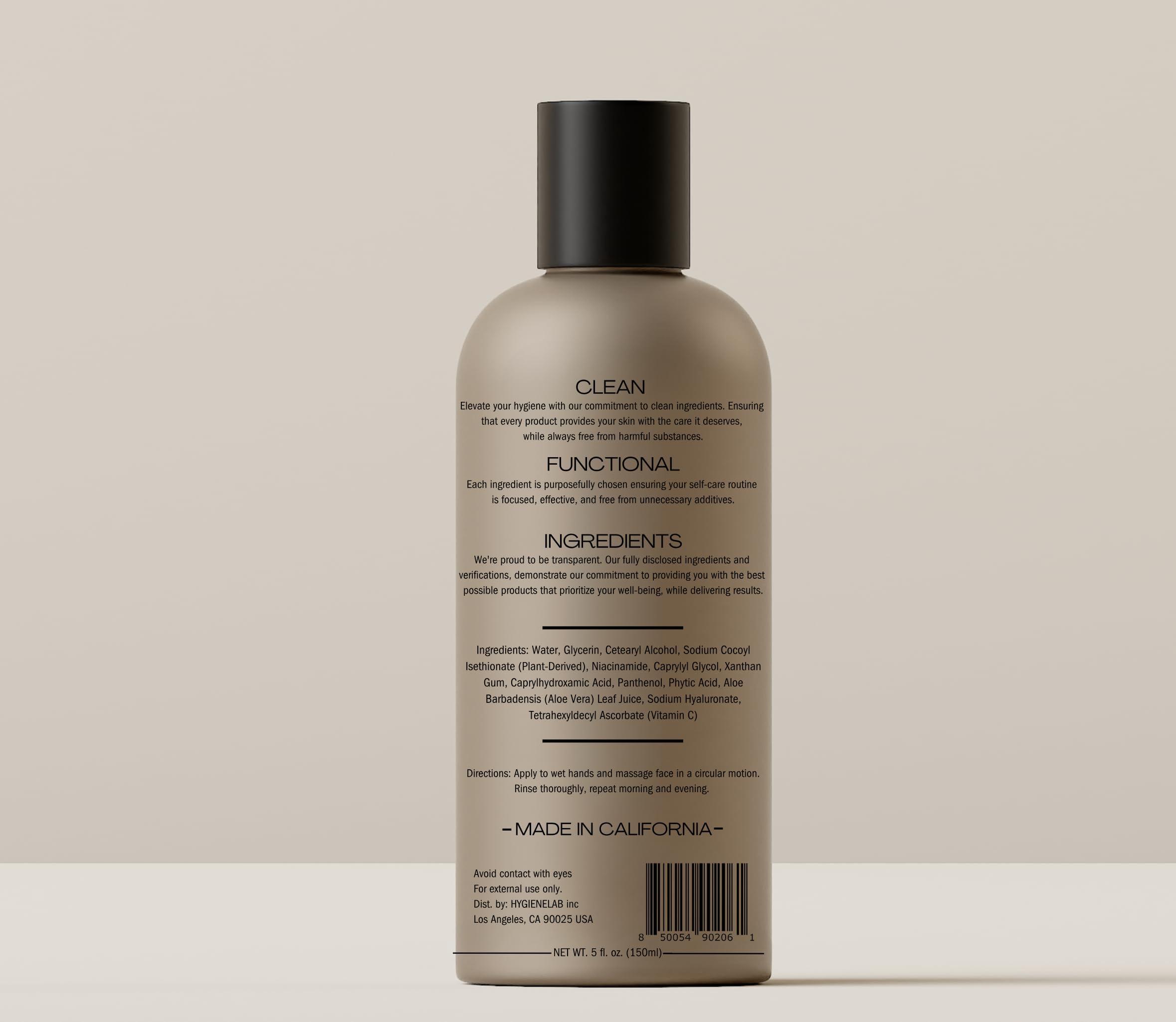 Niacinamide ingredients in HygieneLab Face Wash indicate gentle skin support