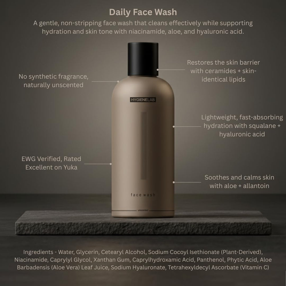 Vitamin C splash on HygieneLab Face Wash suggesting antioxidant protection