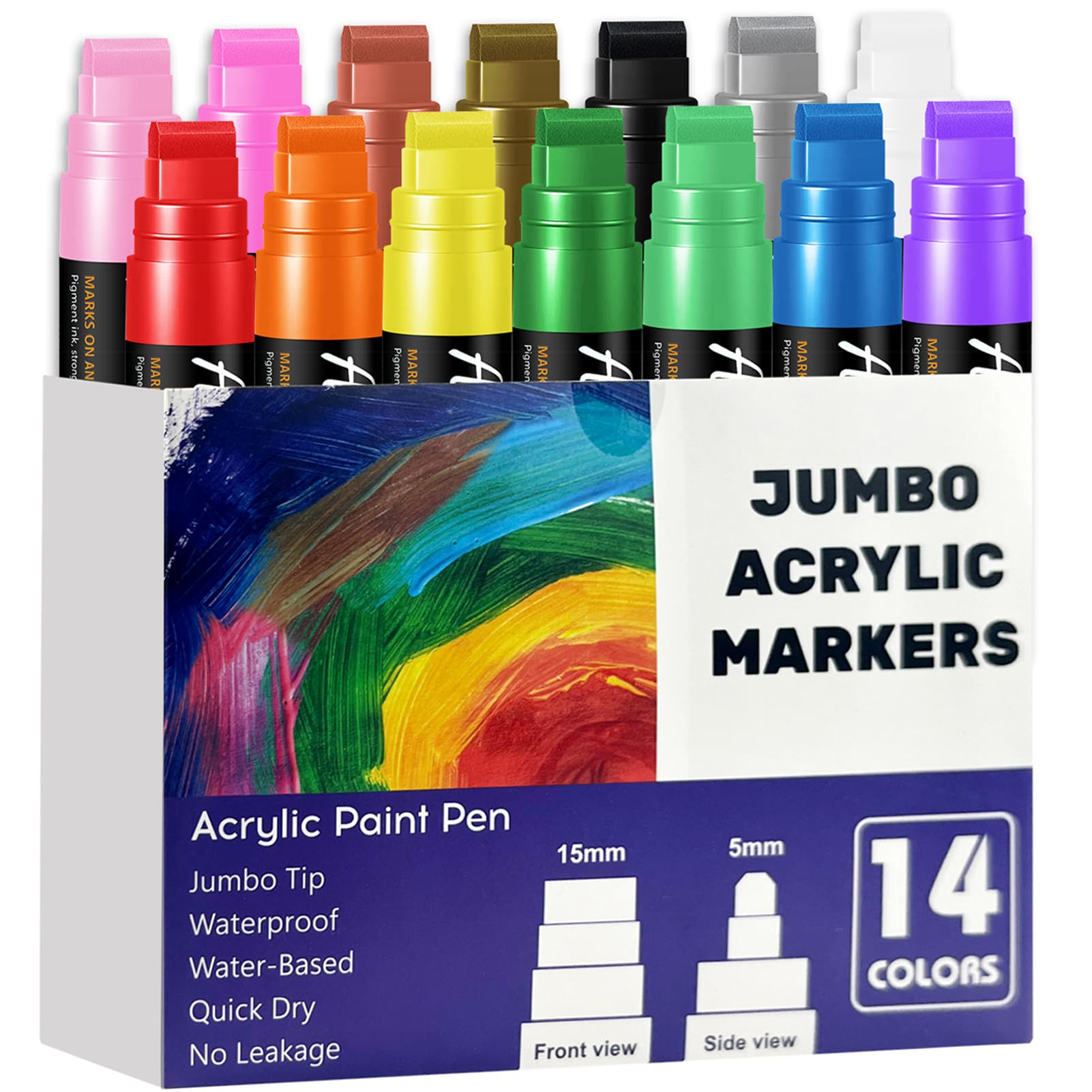 HYHJMISTY 14 Colors Jumbo Marker cap closeup highlights vibrant inks for bold posters.