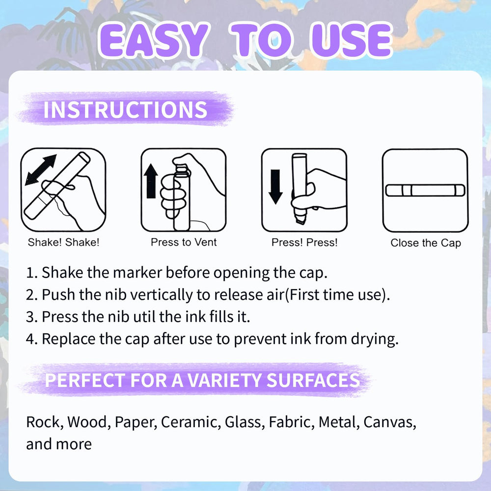 HYHJMISTY multi-surface markers offer quick-dry, water-resistant results on various materials.