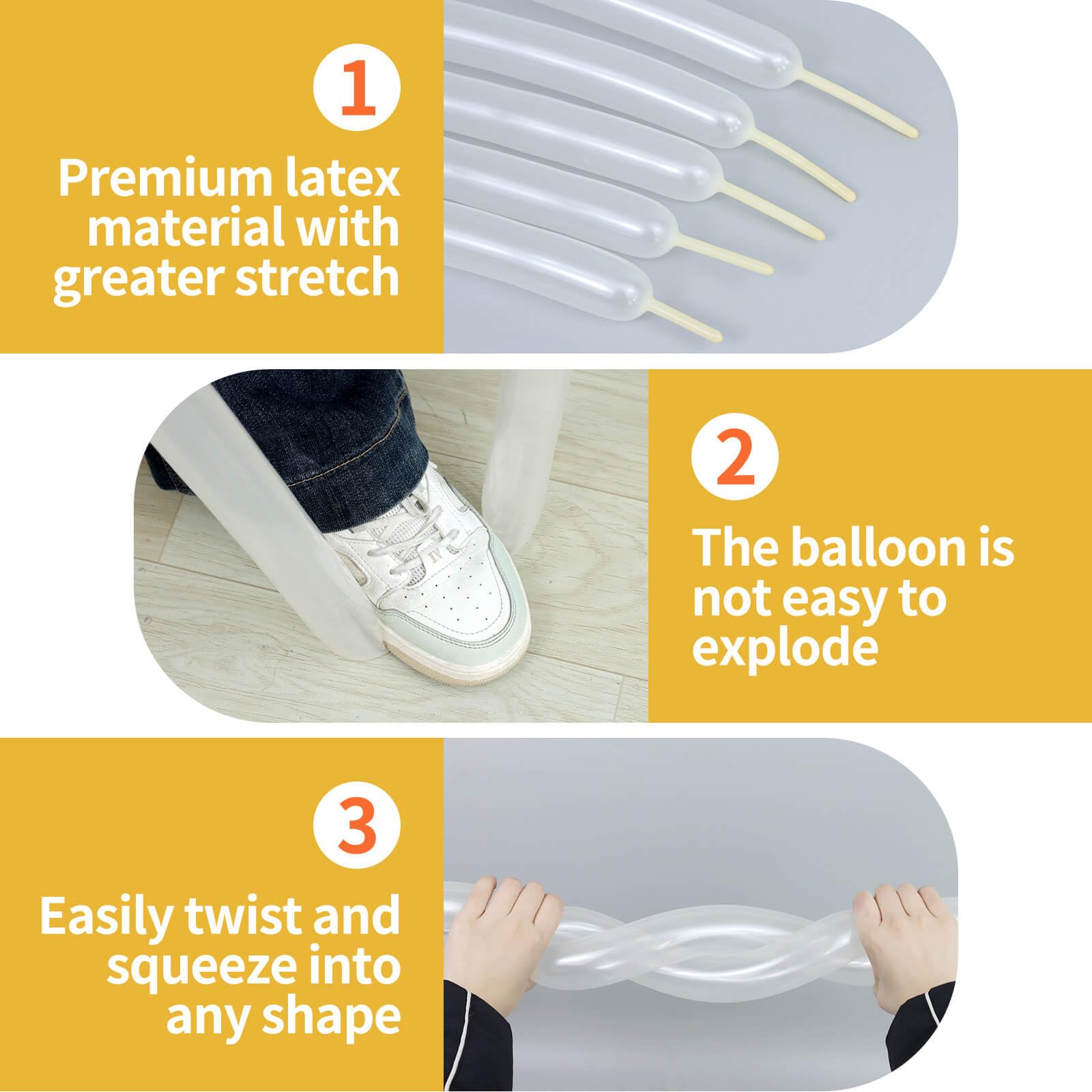 HYKJNBW clear 260 balloons inflation with hand pump for precise sizing