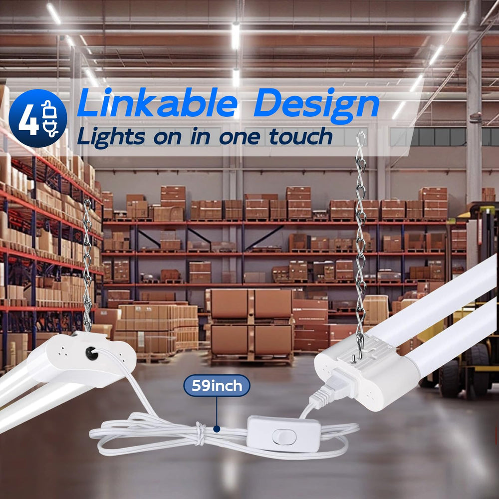 Hykolity 5000K daylight LED shop light delivers bright, crisp visibility.