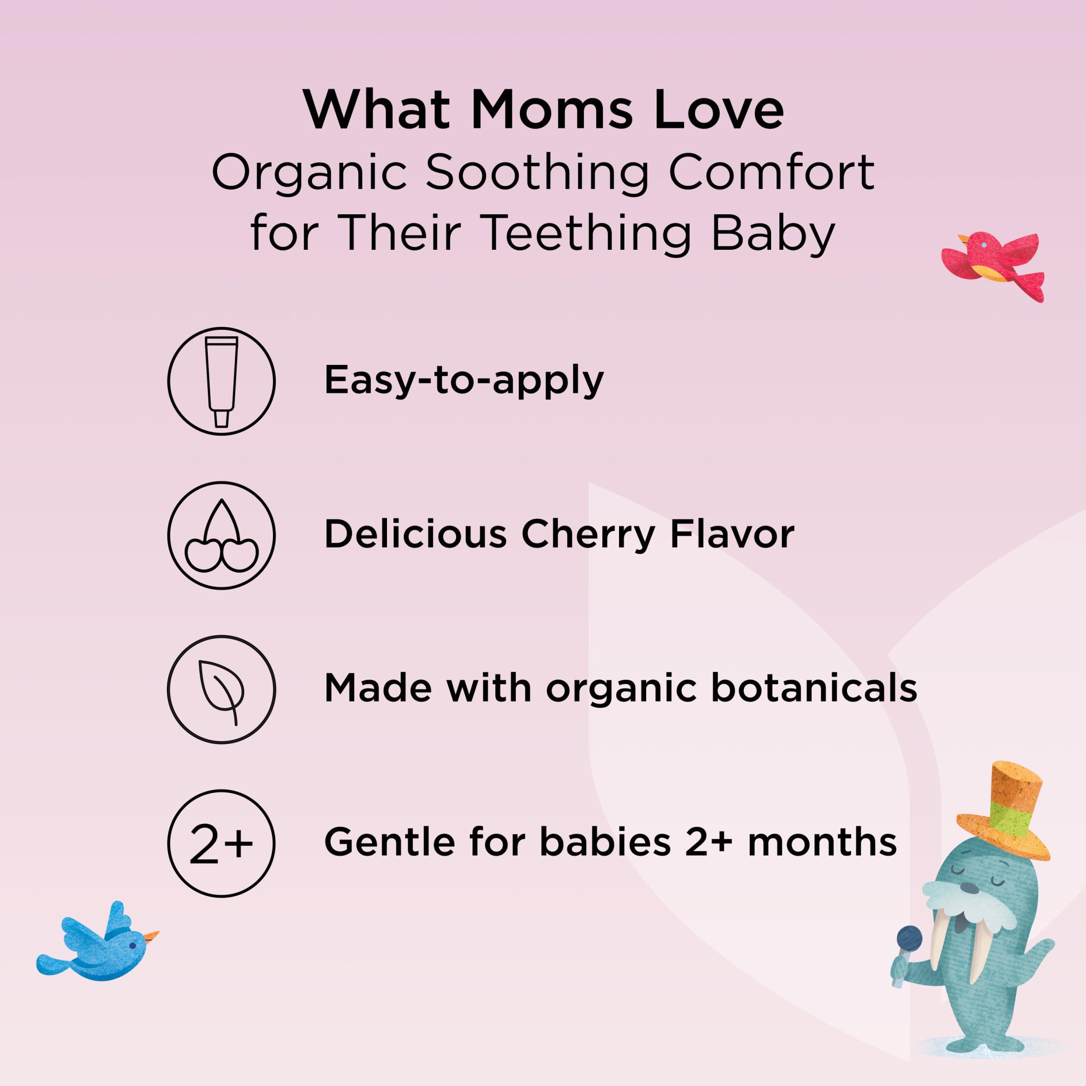 Icon shows Hyland's Baby gel is for ages 2 months and up