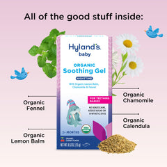 Hyland's Baby Organic Nighttime Gel in action during bedtime routine.