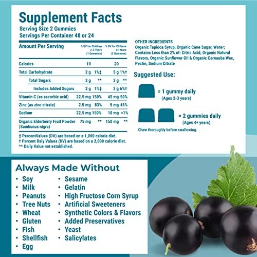 Hyland's Kids Organic Elderberry Plus bottle label highlighting USDA organic status