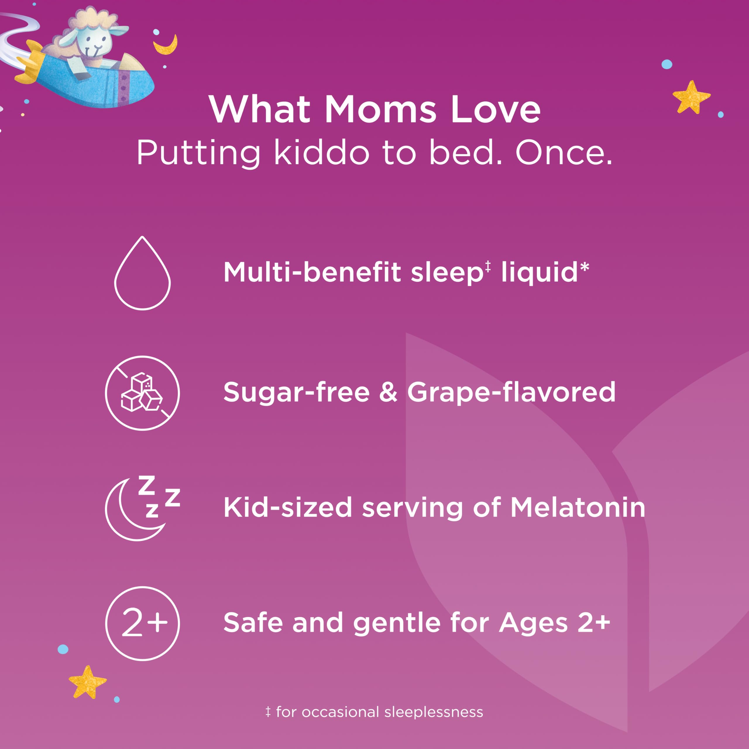 Hyland's Kids Sleep Calm Immunity elderberry zinc and vitamin D ingredients.