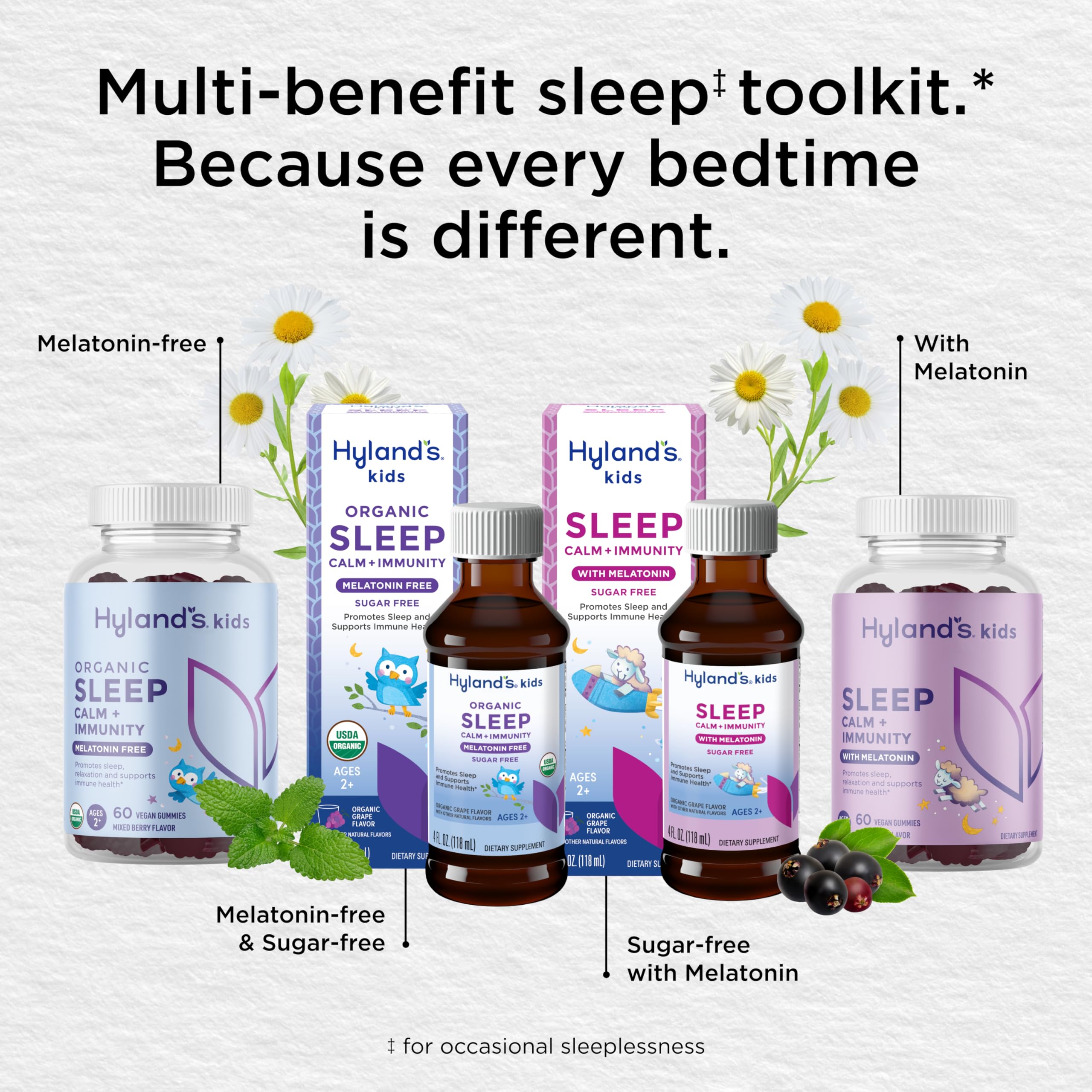 Hyland's Kids Sleep Calm Immunity made in USA packaging.