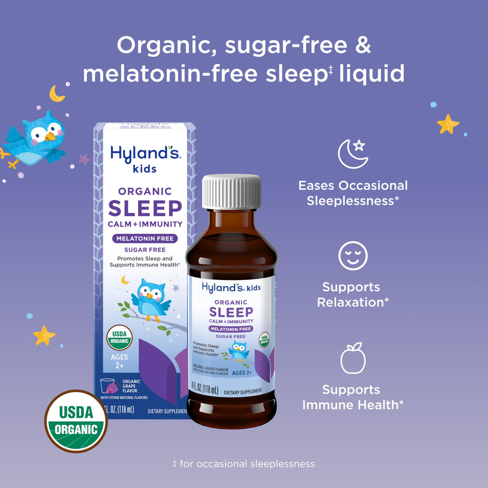 Hyland's Kids Sleep Liquid dosing spoon for easy administration to children.