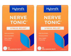 Hyland's Nerve Tonic box 2-pack shown for quick, natural stress support.