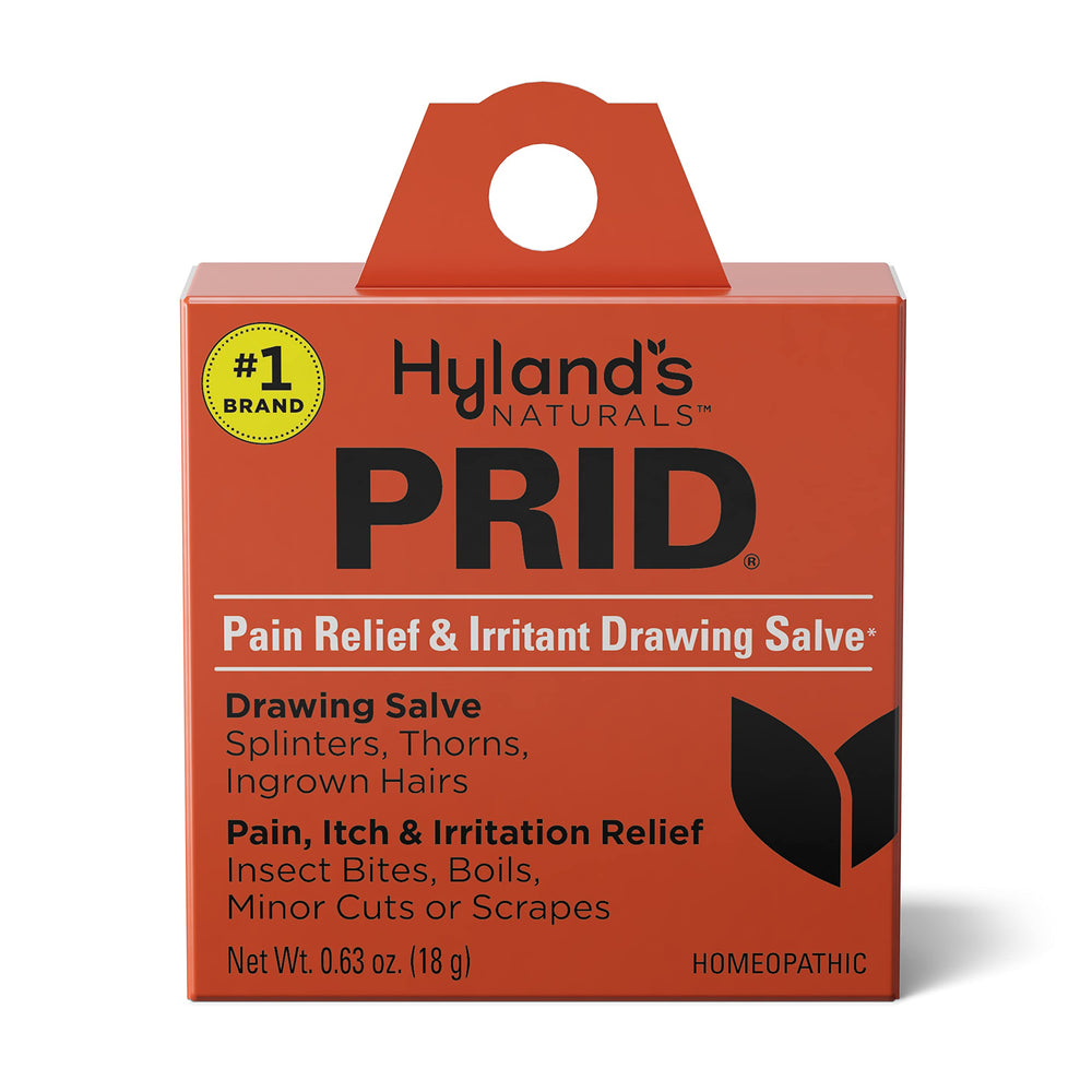 Made in the USA stamp appears with Hyland's PRID salve.