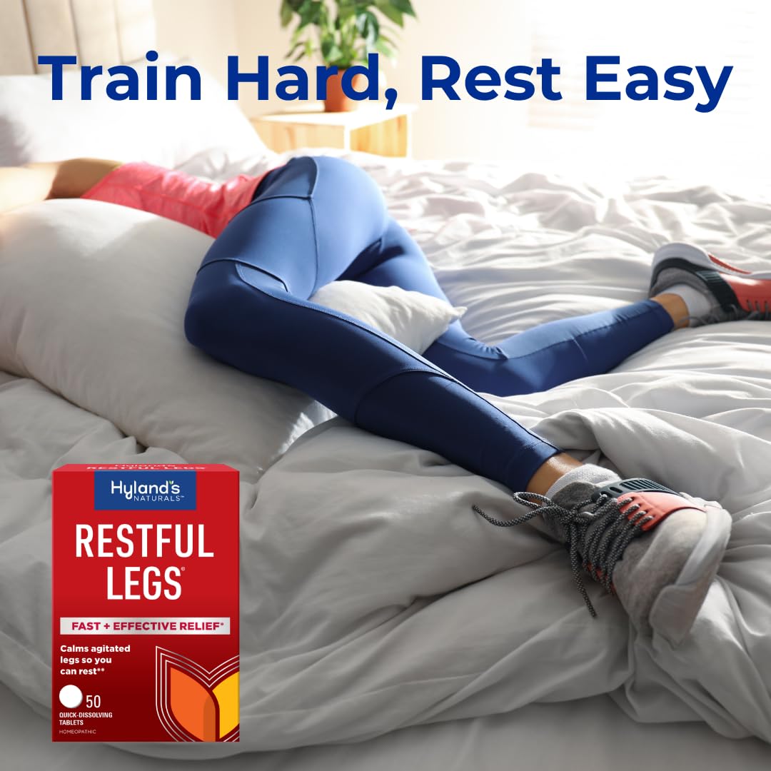 Hyland's Restful Legs closeup of tablets suggests quick relief