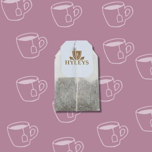 Hyleys tea bag in hot water, smooth texture with digestive support.
