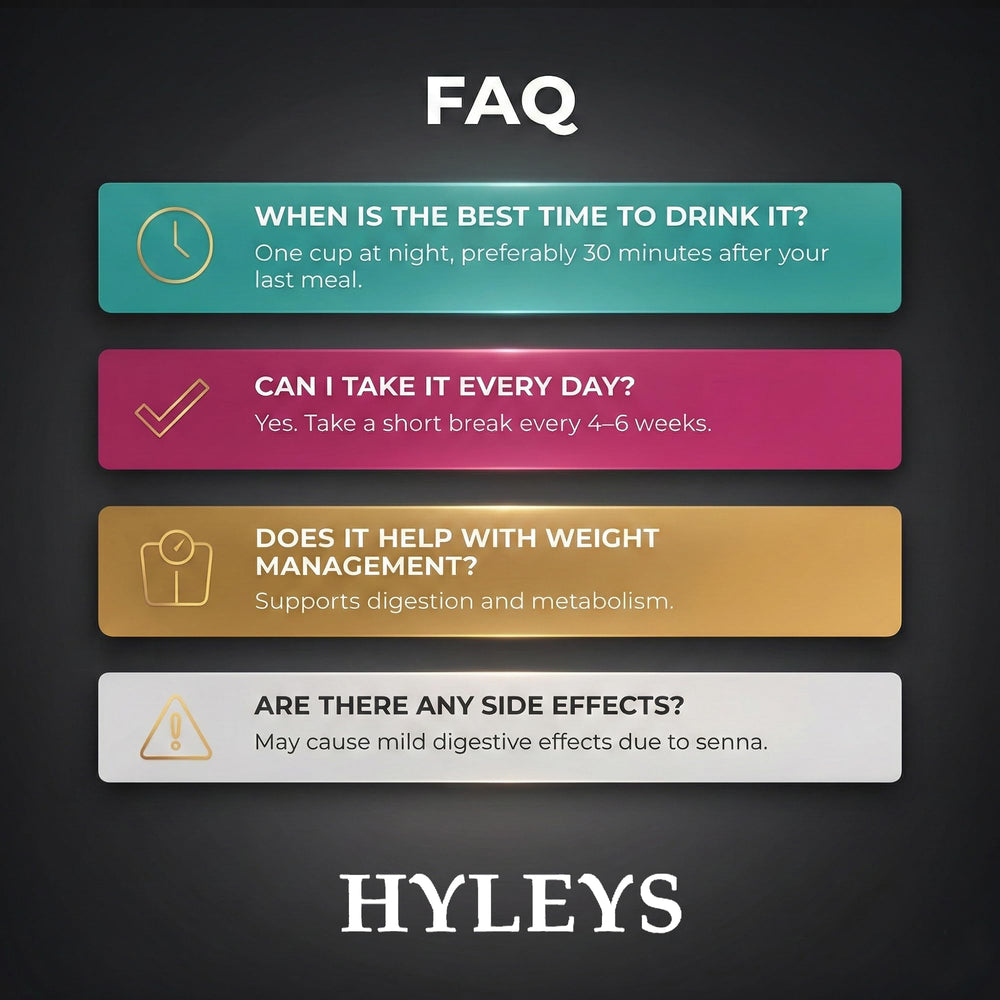 HYLEYS Slim Tea bloating reduction visual showing light, comfortable feel