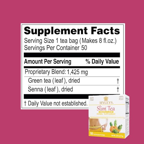 Hyleys Slim Tea box front—elite packaging preserves freshness for daily detox rituals.
