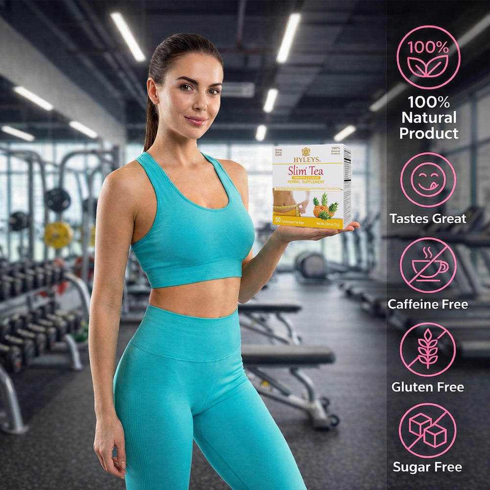 Hyleys Slim Tea detox fruit blend—fruity aroma complements your daily hydration.