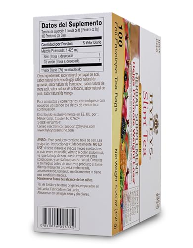 HYLEYS Slim Tea green tea leaves close-up signaling natural metabolism support.