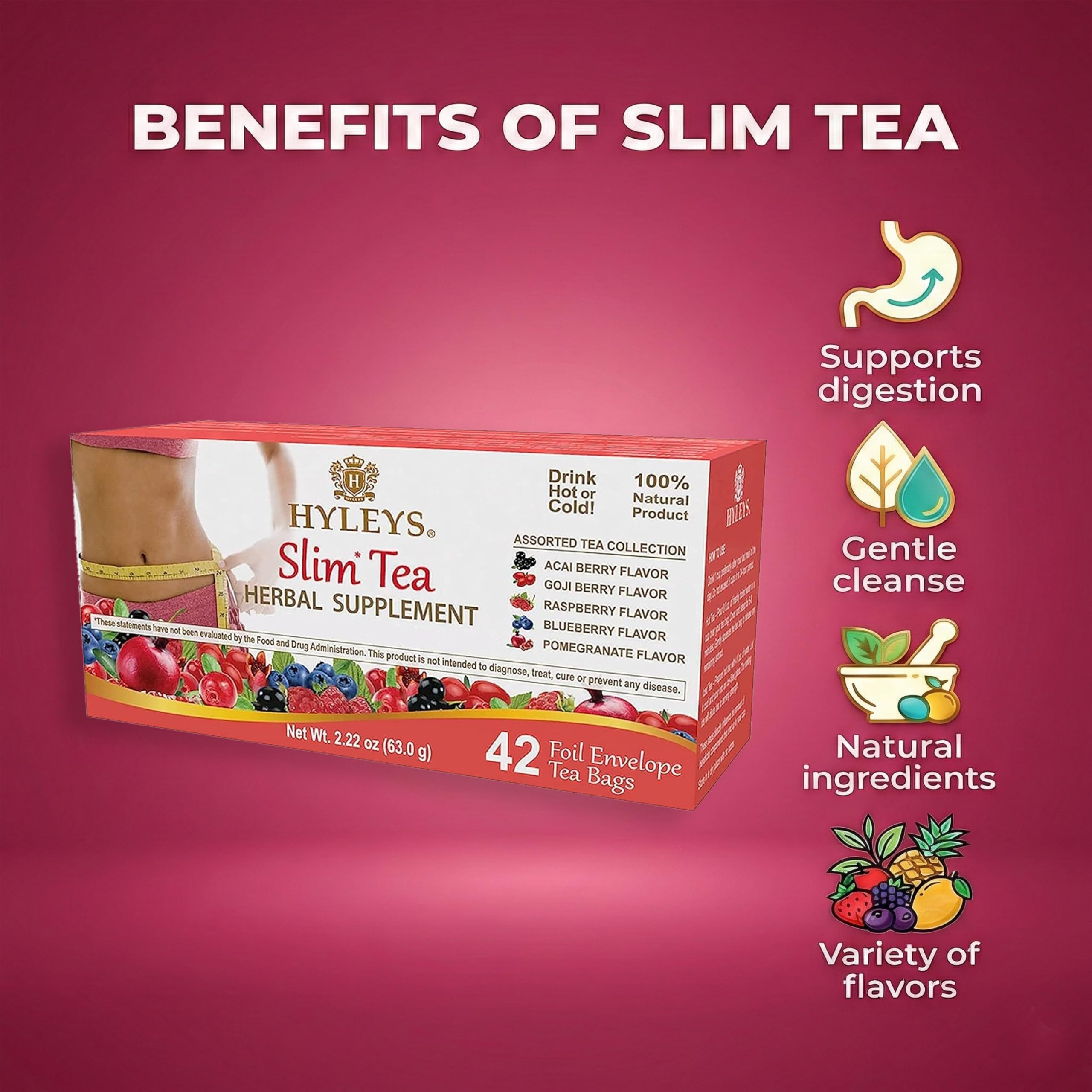 Hyleys Slim Tea natural flavors create an approachable taste.