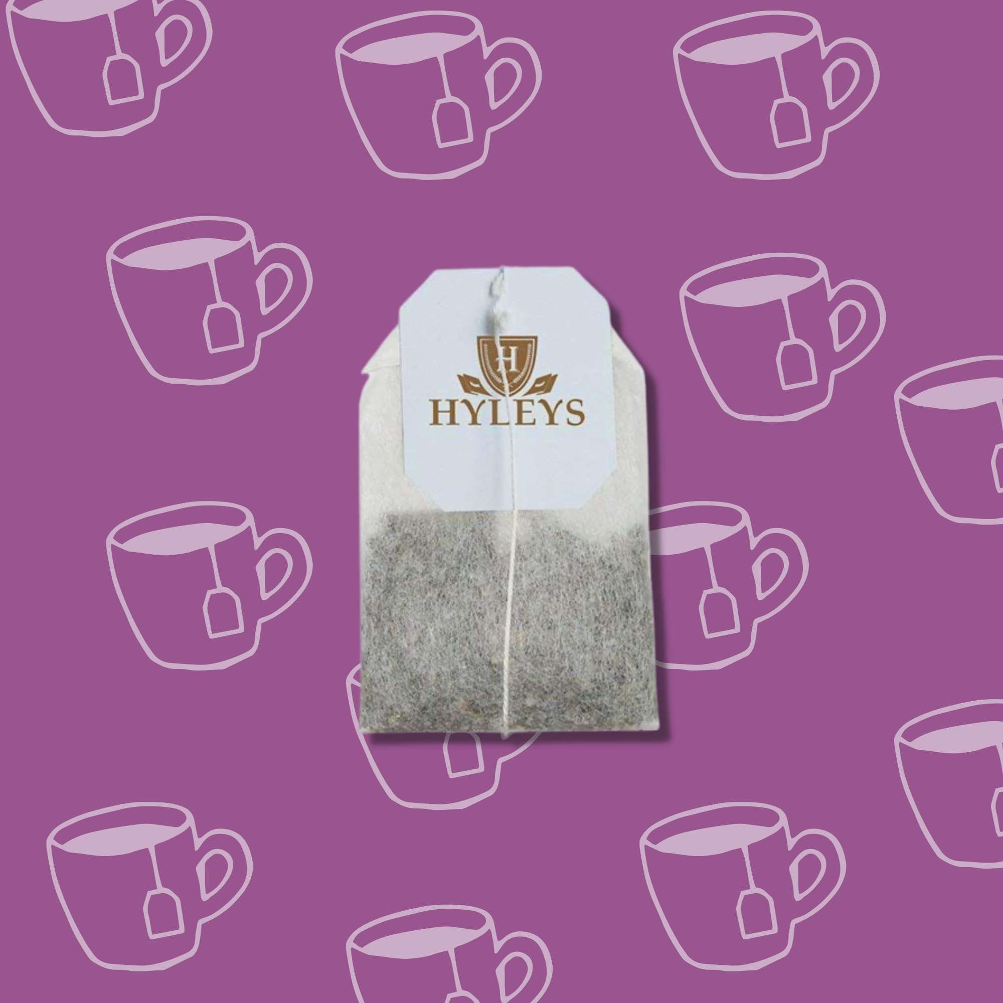 Hyleys Slim Tea pomegranate with senna leaves for digestive ease.