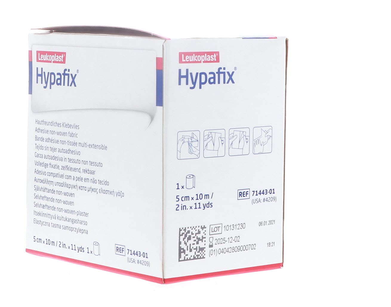 Hypafix secondary dressing for gauze and foam shows versatile layering.