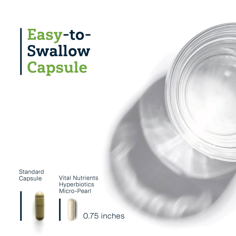 Hyperbiotics acid-resistant capsules illustration emphasizing improved survivability to gut