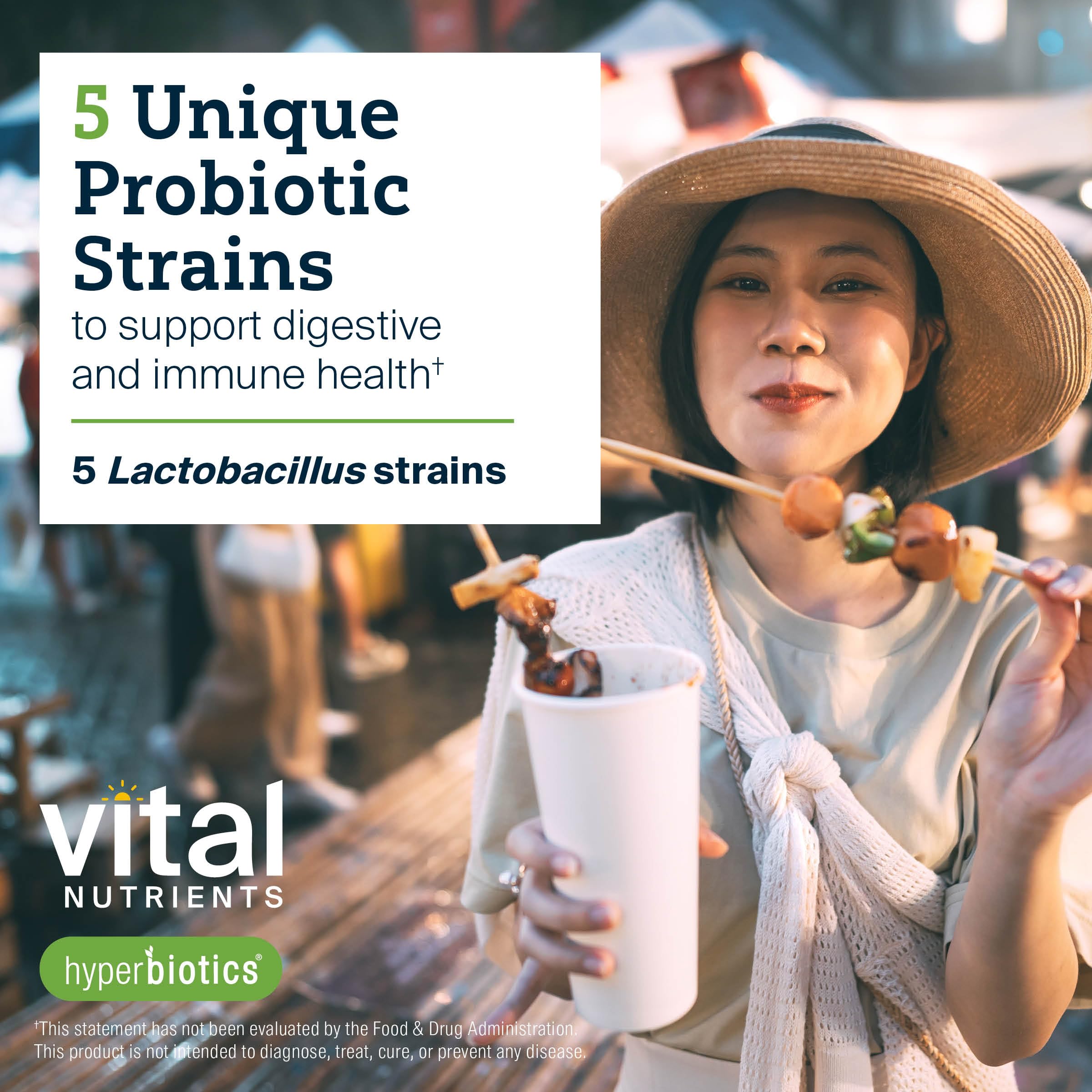 Hyperbiotics daily-use capsule photo conveying simple, once-daily routine