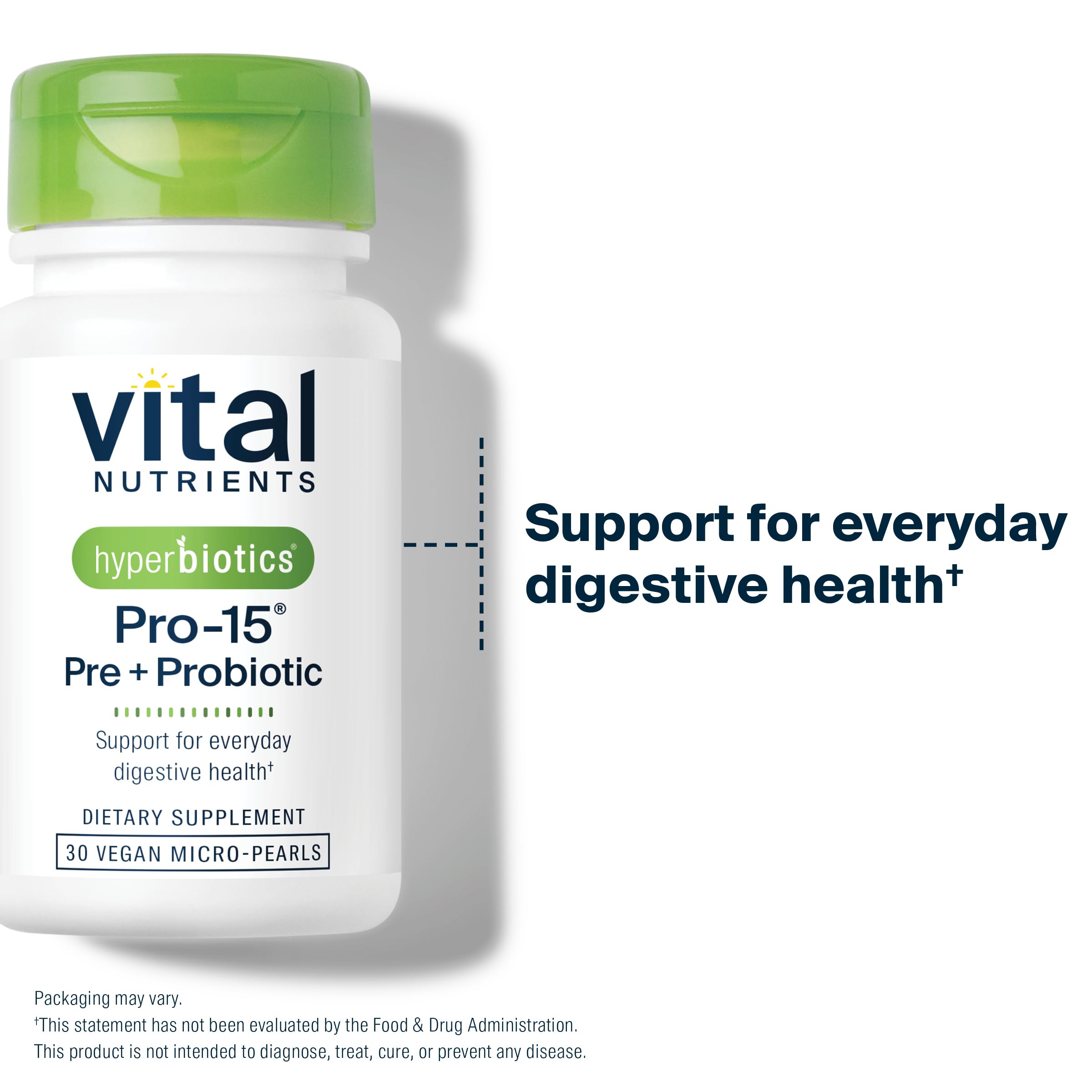 Hyperbiotics time-release technology graphic suggests deeper intestinal reach and sustained support.
