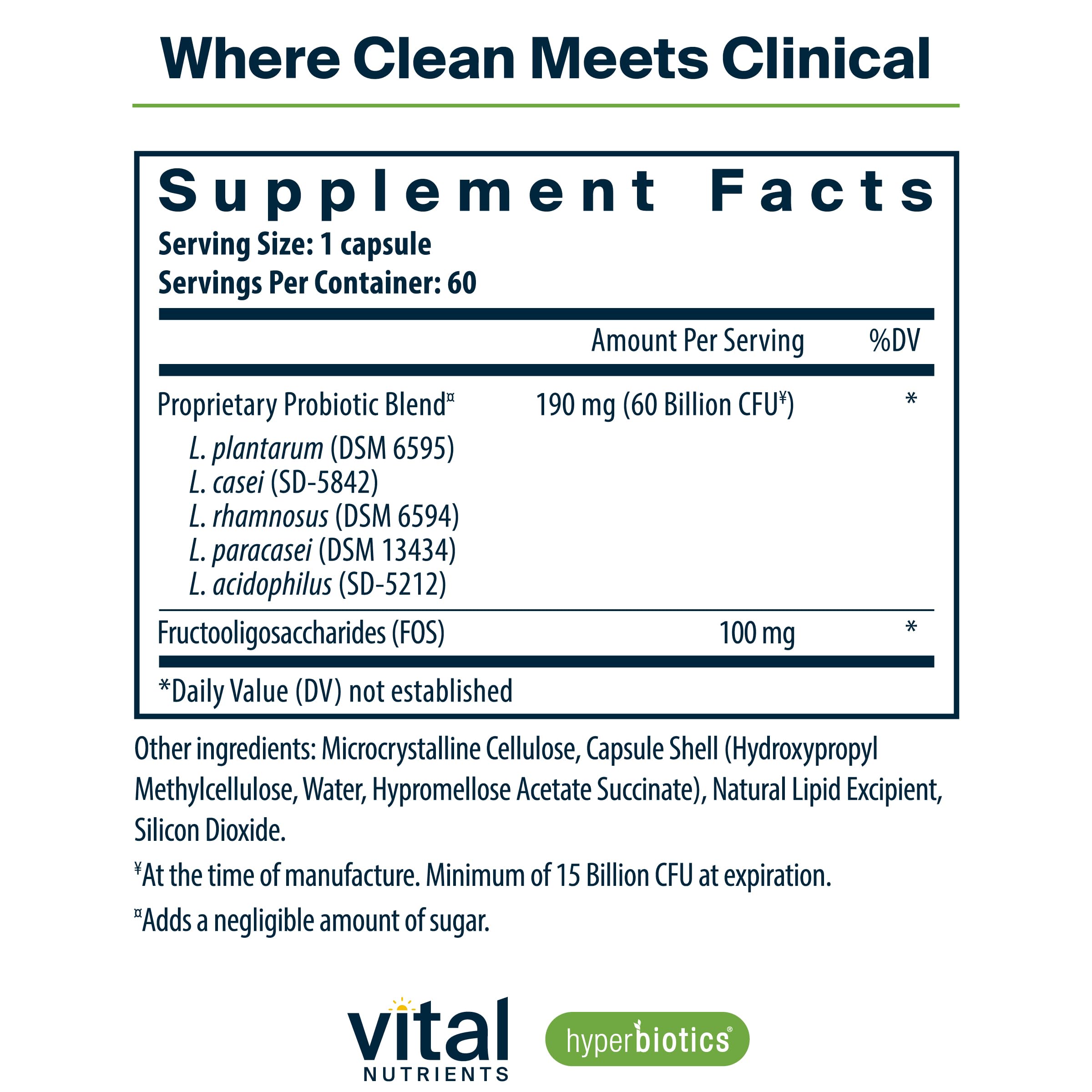 Hyperbiotics Vital Nutrients capsules pack highlighting convenient one-a-day dosing