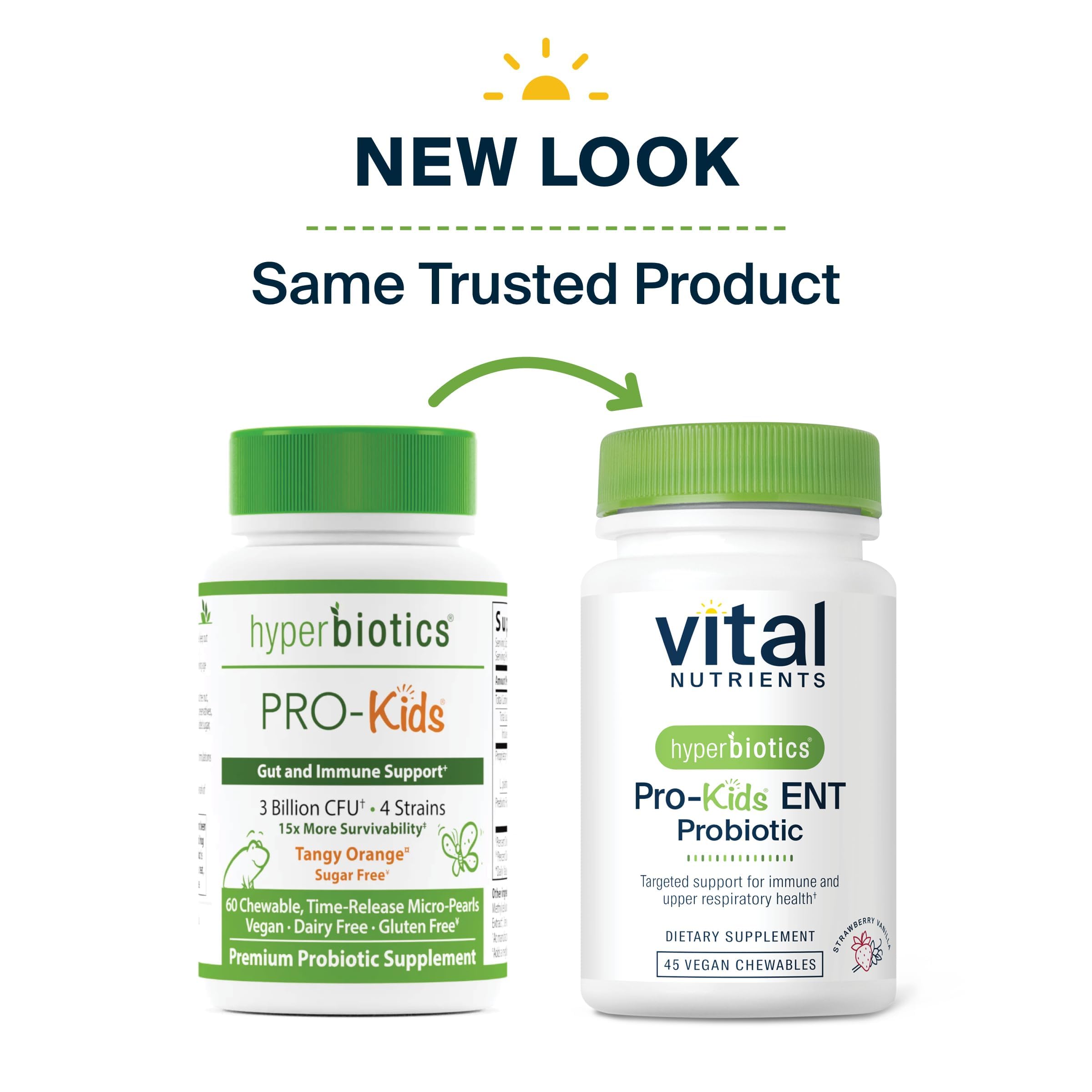 Hyperbiotics Vital Nutrients Pro Kids ENT NSF-certified facility badge and quality control imagery