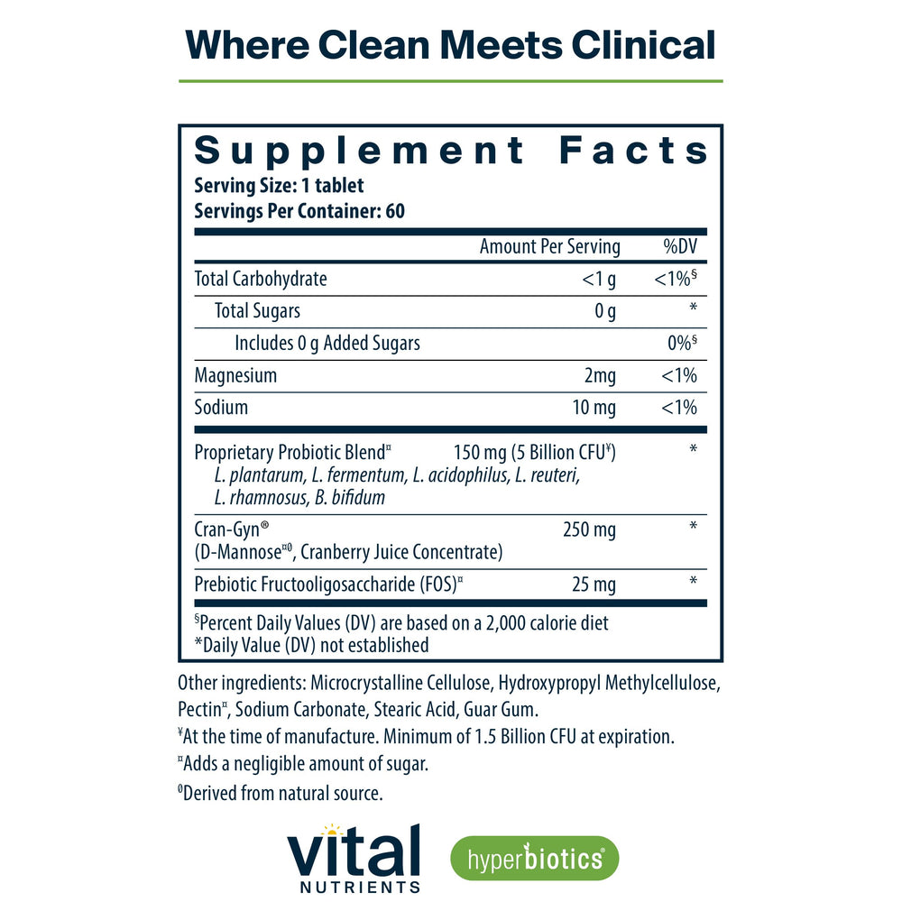 Hyperbiotics Vital Nutrients Pro Women capsules highlight six targeted strains for gut balance