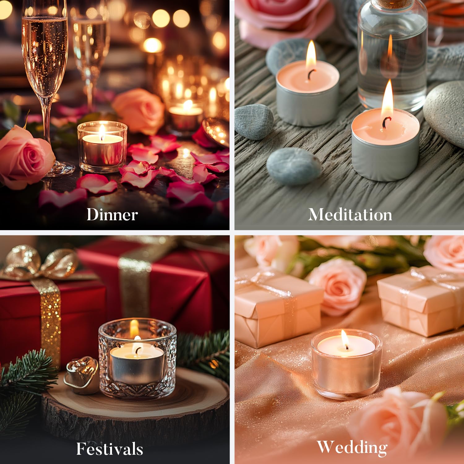 Hypmis 38mm tealights fit standard holders for elegant centerpieces.