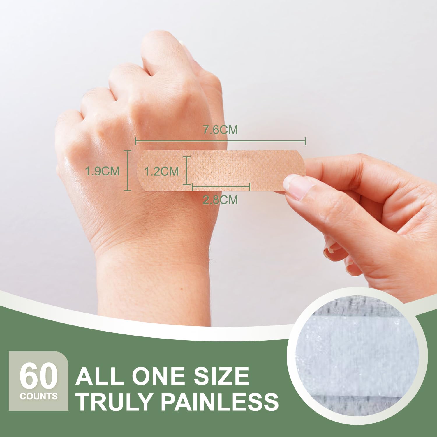 Hysimedy latex-free bandages shown in packaging for adhesive-sensitive users.