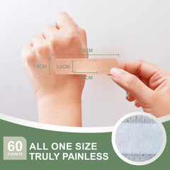 Hysimedy latex-free bandages shown in packaging for adhesive-sensitive users.