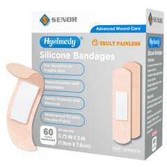 Hysimedy silicone adhesive bandages small size packaging, gentle for sensitive skin.