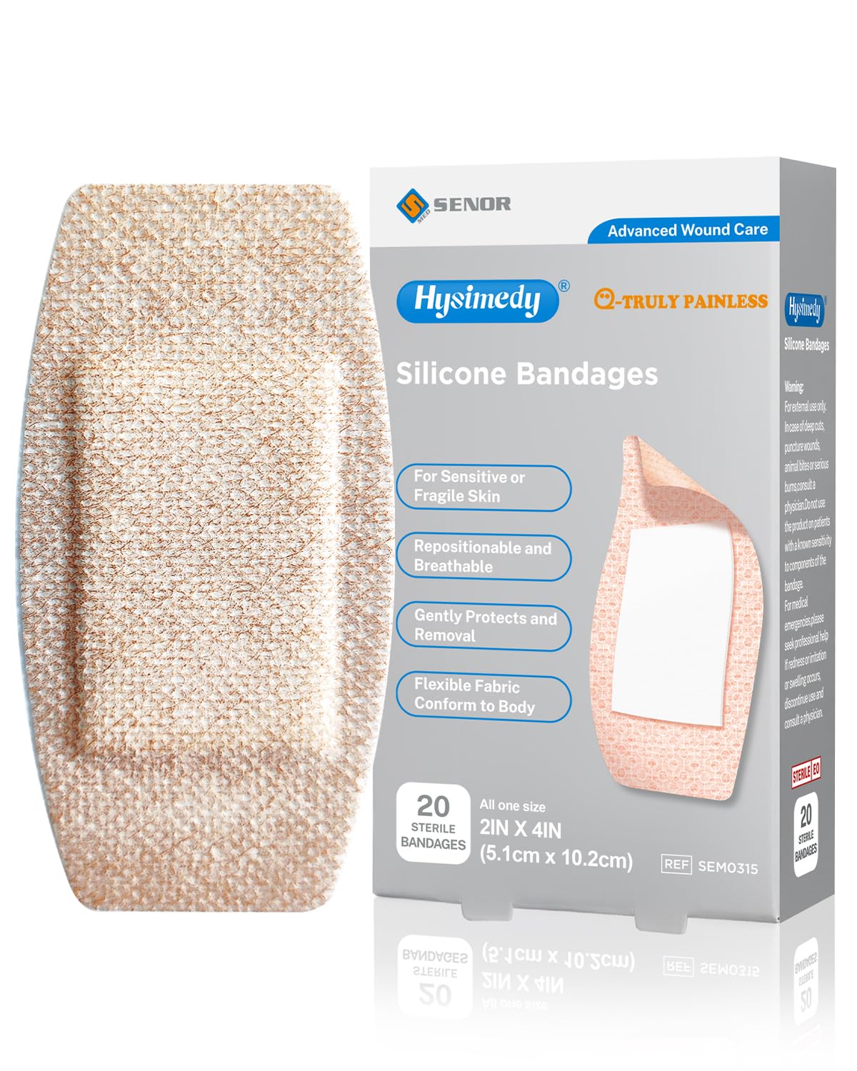 Hysimedy silicone bandages 2x4 inch with gentle adhesion for fragile skin.