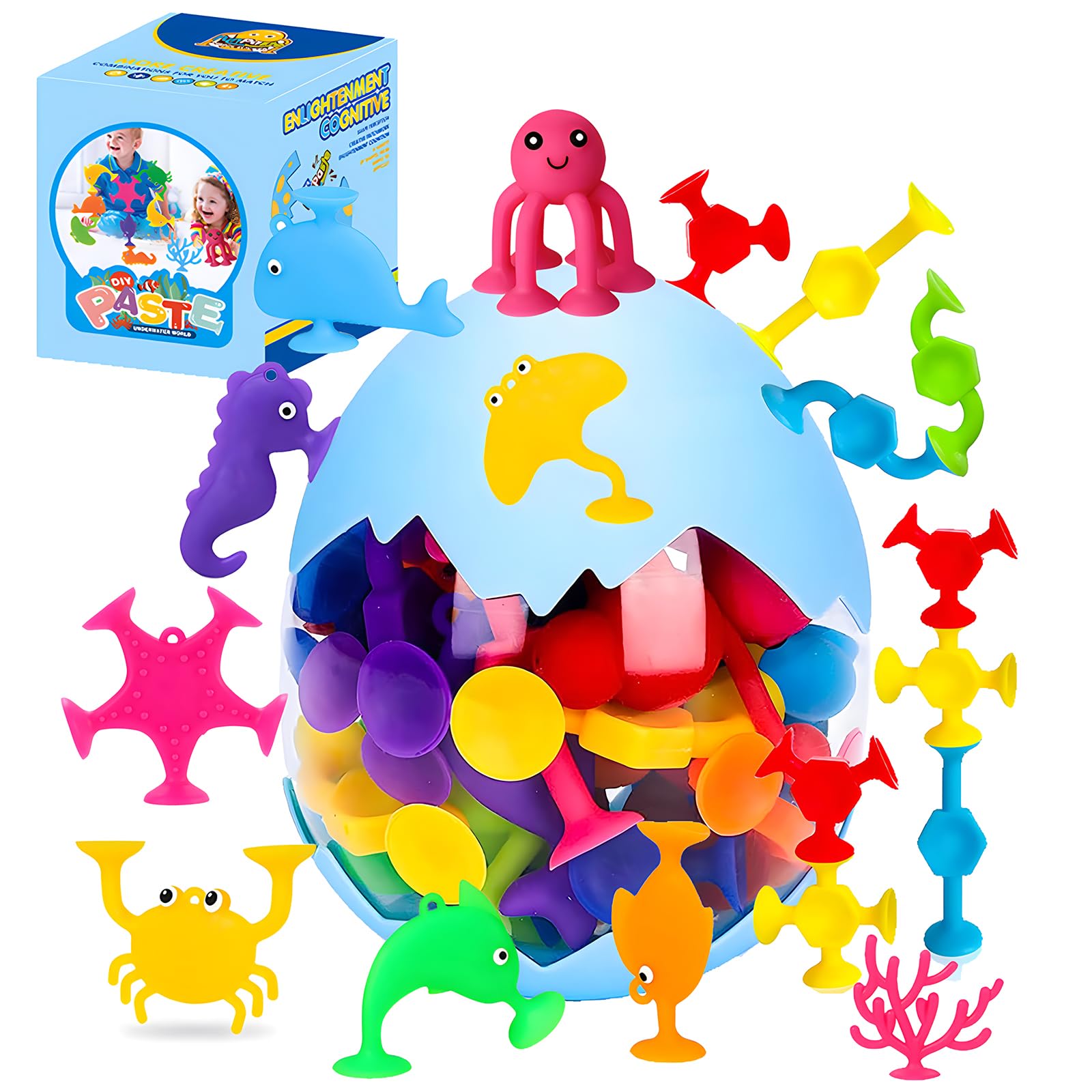 HYSZXUS bath toys with suction geometry spark interactive tub play
