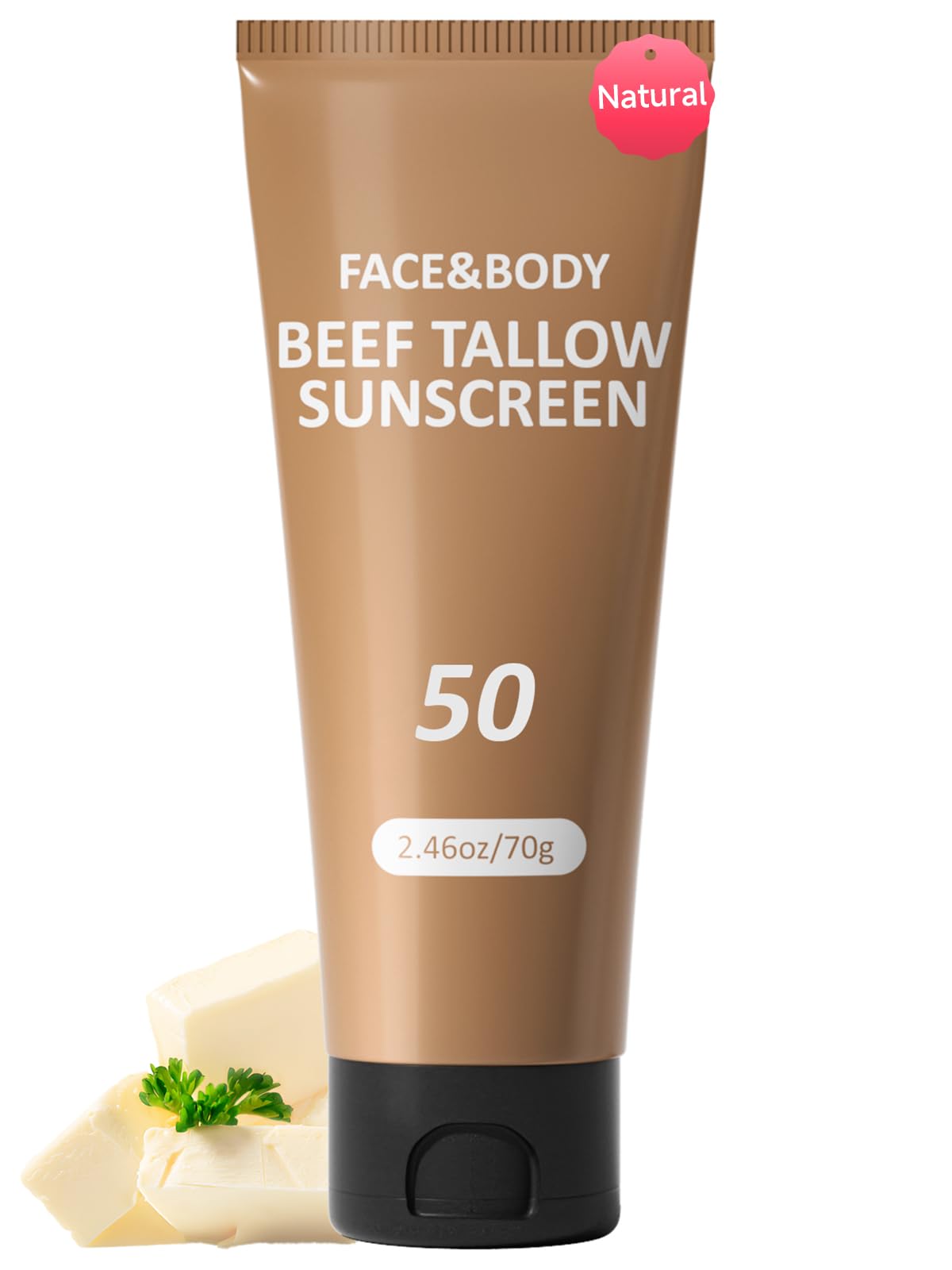 HZENPPOR beef tallow sunscreen bottle showing reef-safe SPF 50 protection.