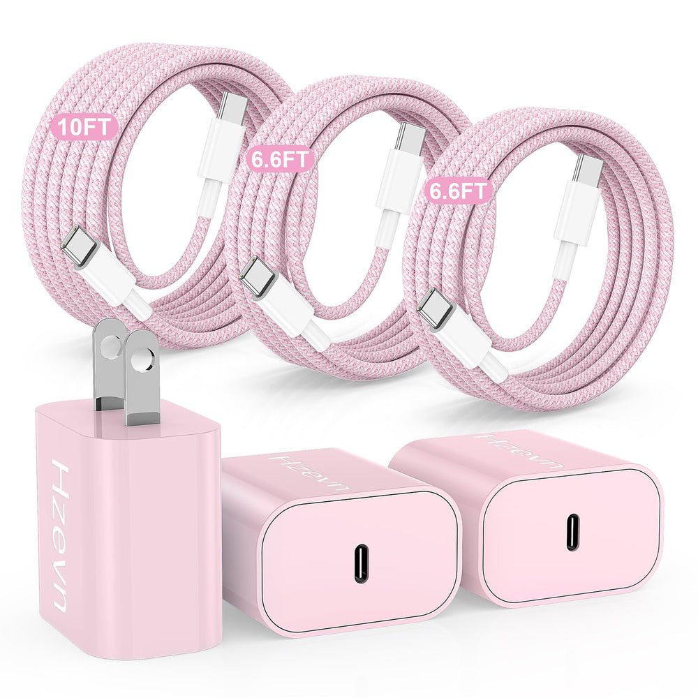 Hzevn 20W USB-C fast charger pink powering iPhone quickly