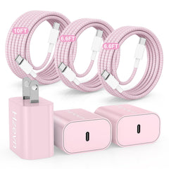 Hzevn 20W USB-C fast charger pink powering iPhone quickly
