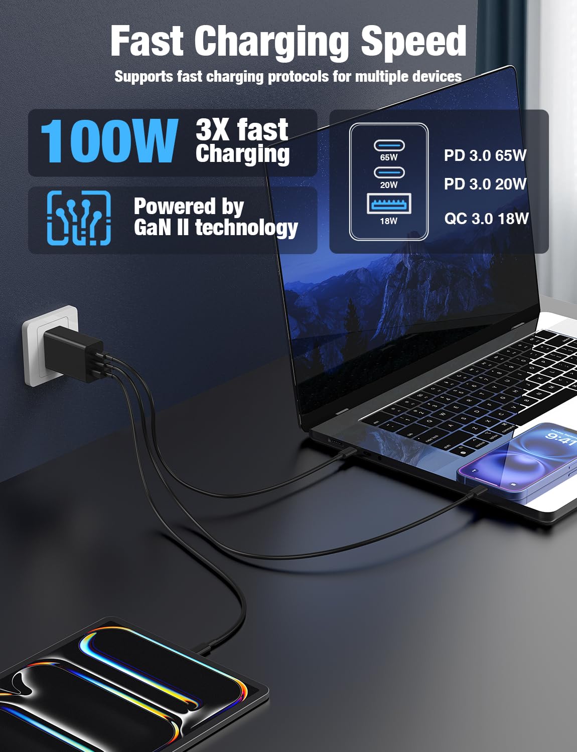 Hzevn 65W PD USB-C port enables fast MacBook charging
