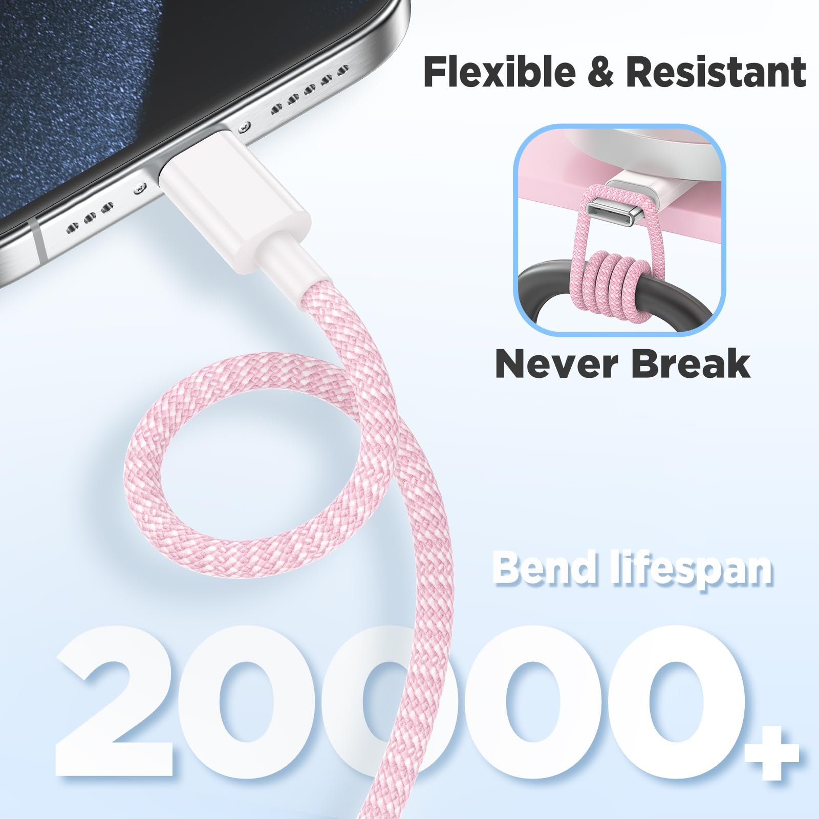 Hzevn pink 3-pack charger and cables set