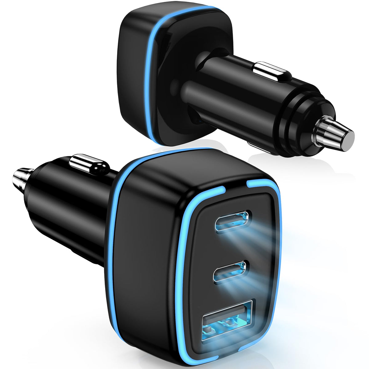 Hzevn USB-C car charger 2-pack front view for travel readiness