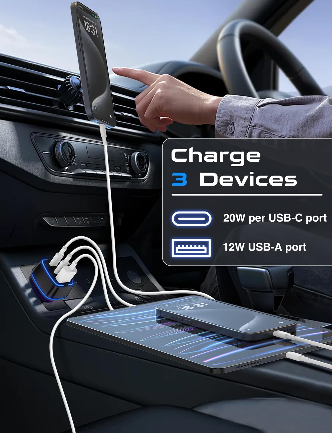 Hzevn USB-C car charger universal compatibility across devices