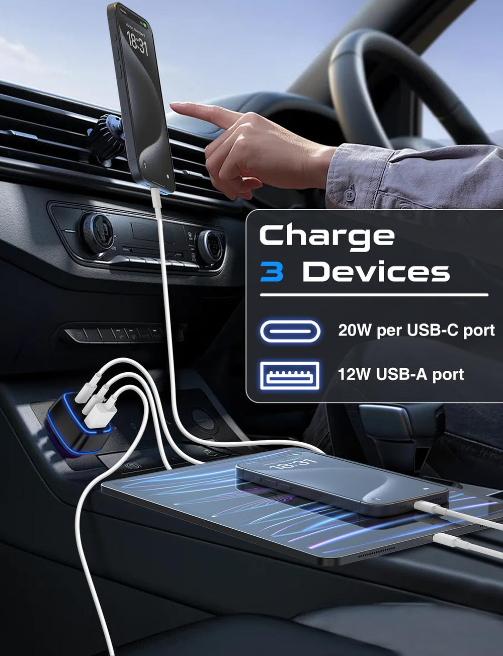 Hzevn USB-C car charger universal compatibility across devices