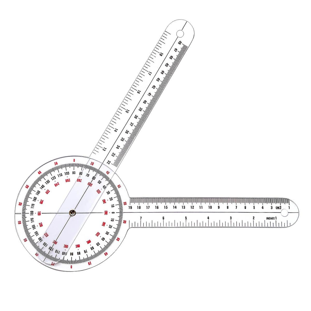 HZMM goniometer 12 inch clear angles show precise joint range for rehab planning