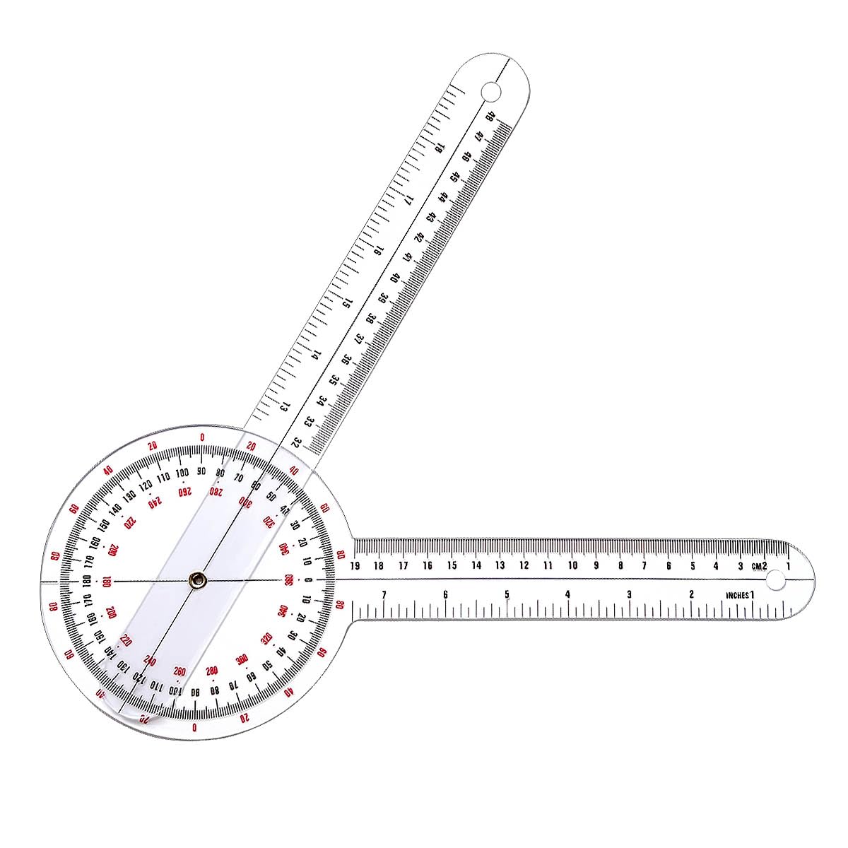 HZMM goniometer 12 inch clear angles show precise joint range for rehab planning