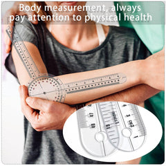HZMM transparent goniometer dial readings illustrate accurate angle capture for clinical and home use