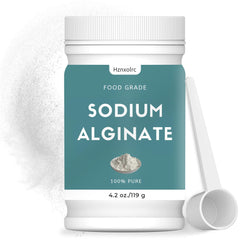 Hznxolrc sodium alginate powder packaging shows pure vegan ingredients for safe cooking.