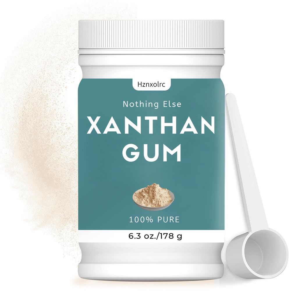 Hznxolrc xanthan gum powder bottle improves sauces with smoother texture and moisture.