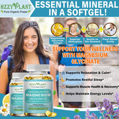 HZZYPLANT Magnesium Glycinate label closeup communicates purity and high absorption.