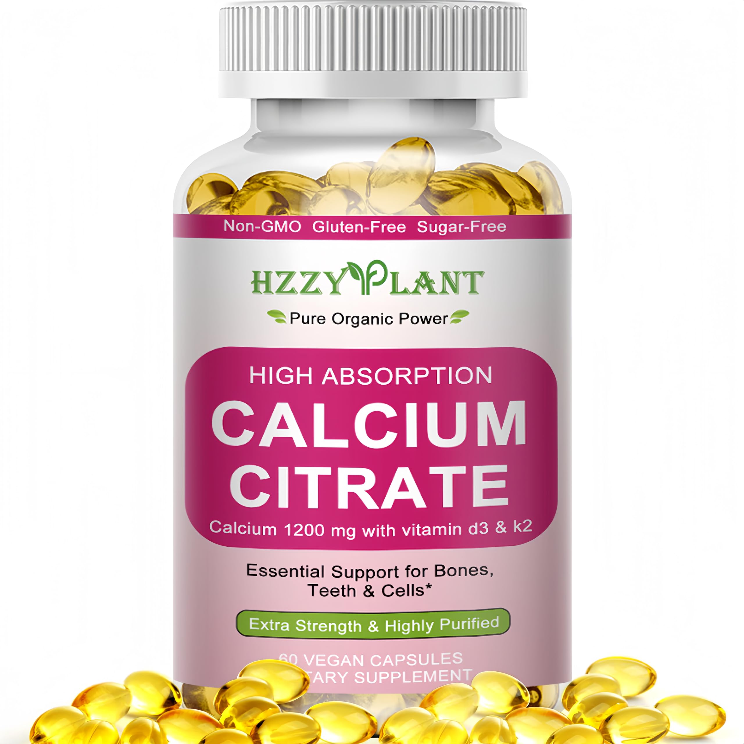 HZZYPLANT Calcium Citrate Softgels bottle for easy daily bone support